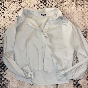 Express Mint Green Boyfriend Button Portofino Shirt